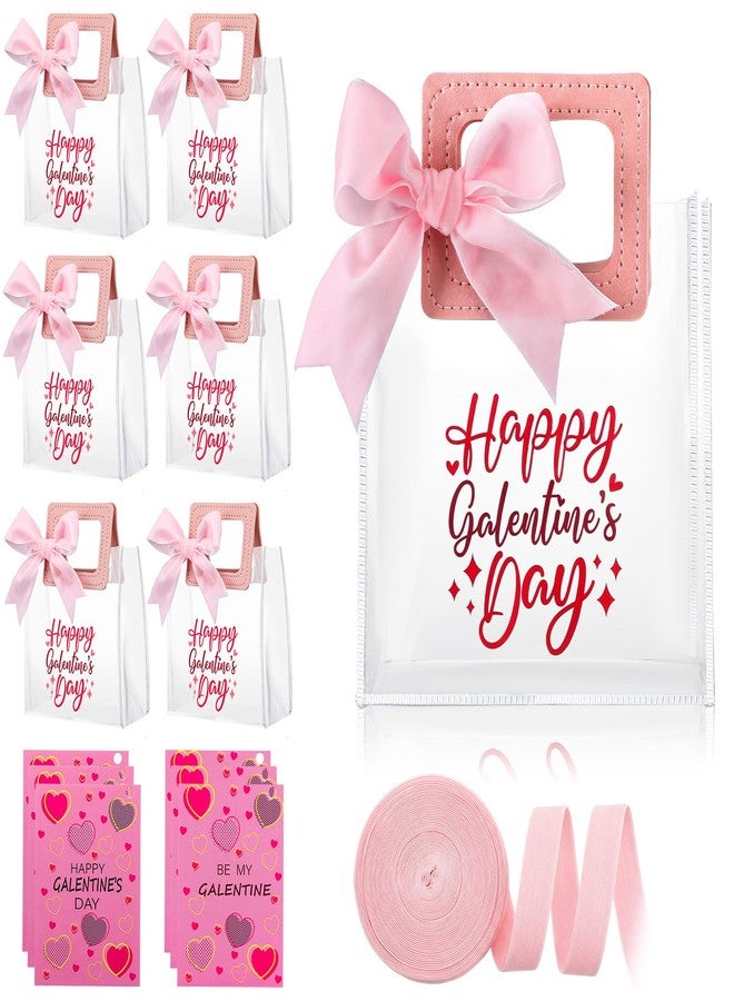 مجموعة هدايا عيد الحب من SilTriangle، 6 قطع، مصنوعة من البلاستيك الشفاف PVC، على شكل قلب، مزودة بمقبض وشريط وبطاقة، قابلة لإعادة الاستخدام، شفافة، مثالية كهدية عيد الحب أو هدية عيد ميلاد لصديقتك، مقاس 6.7 × 5.9 × 3.1 بوصة. - Image 1